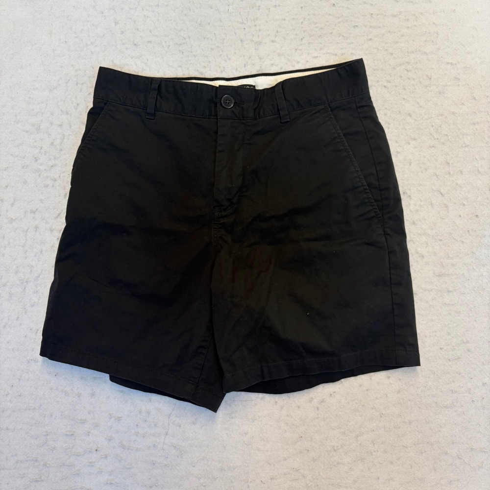 Frank And Oak Brunswick Shorts Mens 30 Black Slim Fit Organic Cotton Chino